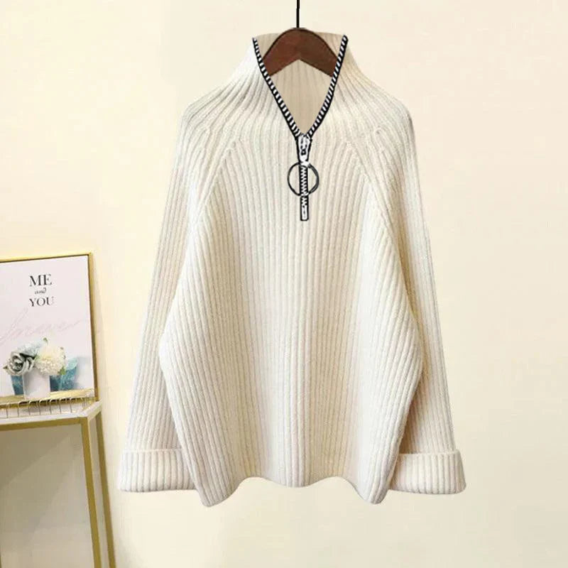 Conjunto acogedor: suéter de cuello alto y pantalón de manga larga