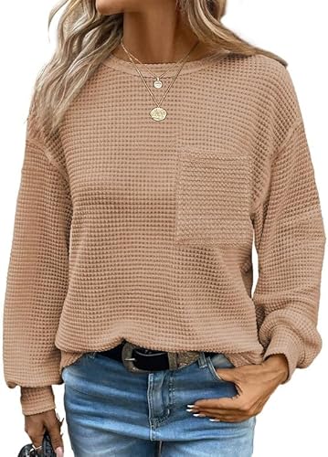 Confortevole maglione casual da donna con pelliccia di cachemire color cachi, ideale per l'autunno/inverno