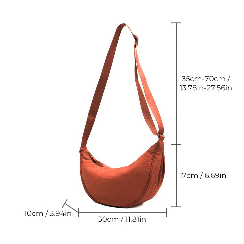 CROSSBODY BOLSO - ADJUSTABLE STRAP - ZIPPER - HALF MOON BOLSO - BUM BOLSO
