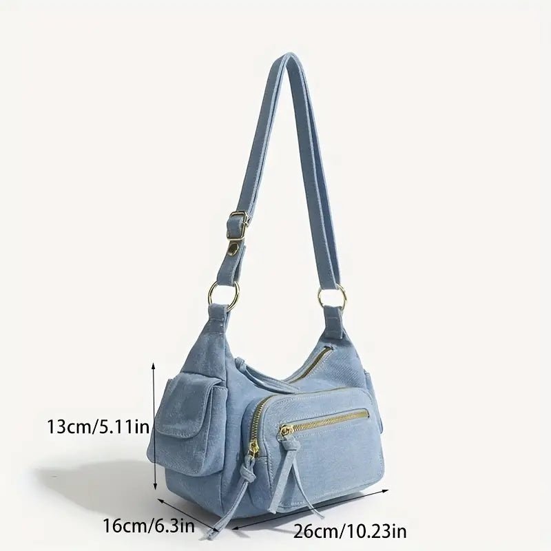 DENIM BOLSO | ADJUSTABLE STRAP | POCKETS | CROSSBODY BOLSO | SMALL BOLSO