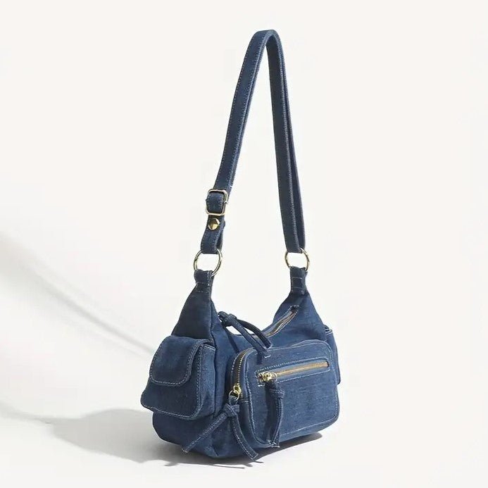 DENIM BOLSO | ADJUSTABLE STRAP | POCKETS | CROSSBODY BOLSO | SMALL BOLSO
