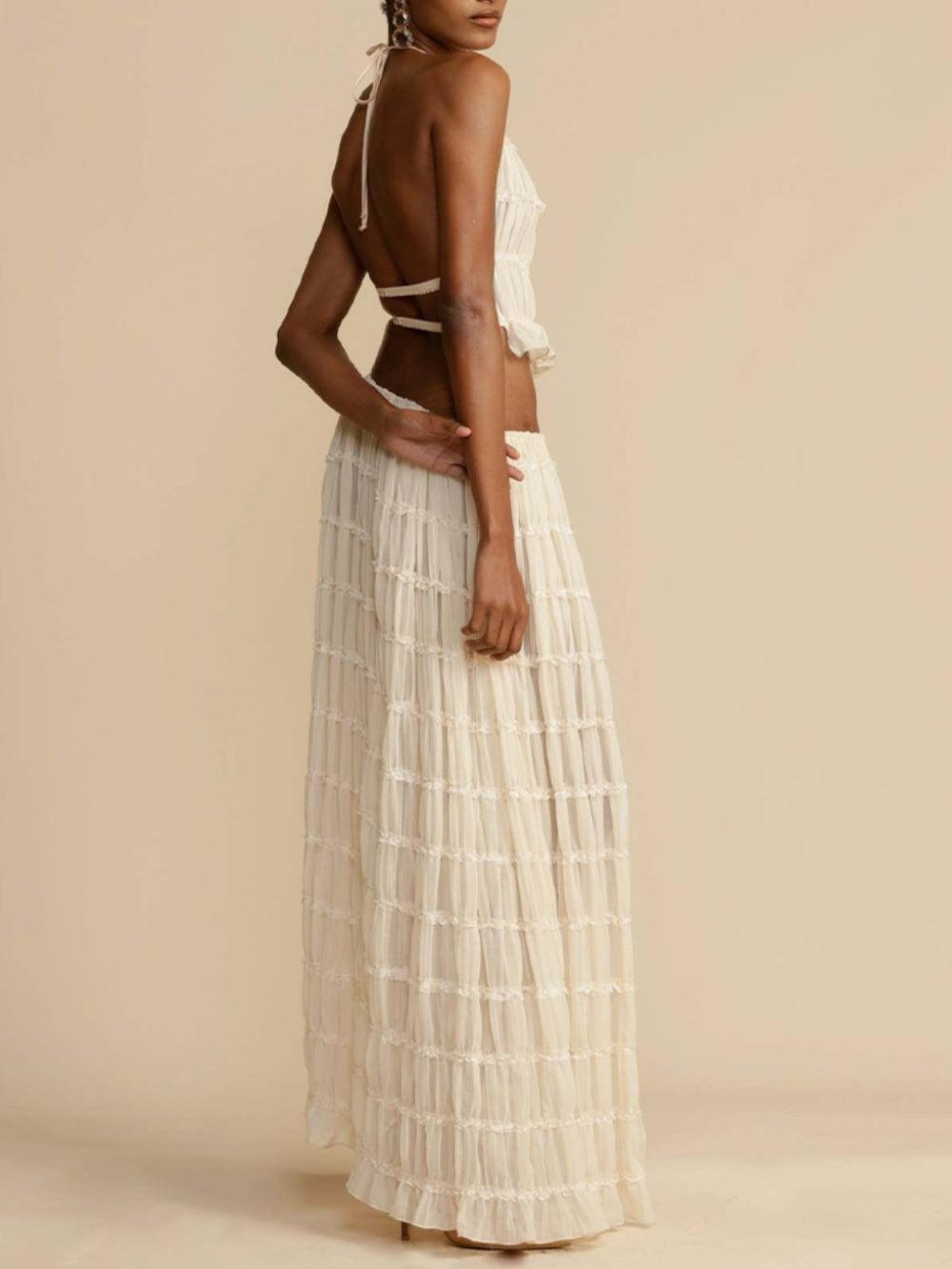 FALDA MAXI CHARM | PLISADA, CON CINTURA AJUSTABLE Y DISEÑO A CAPAS
