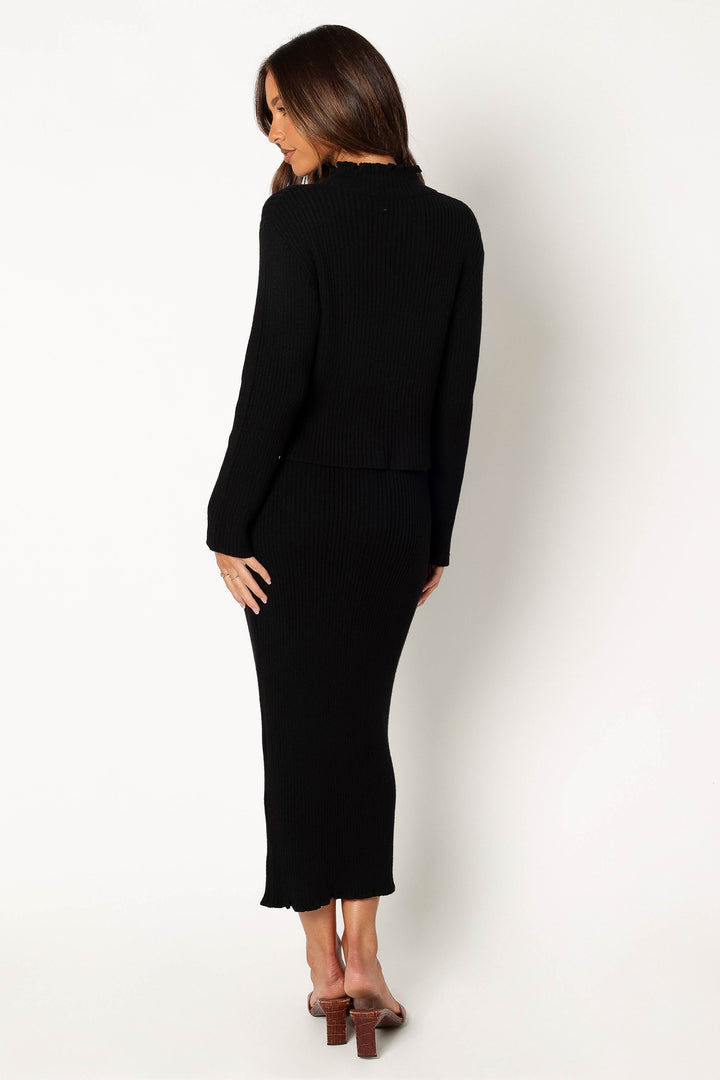 CONJUNTO ELEGANTE DE CUELLO ALTO CON FALDA LARGA PARA MUJER
