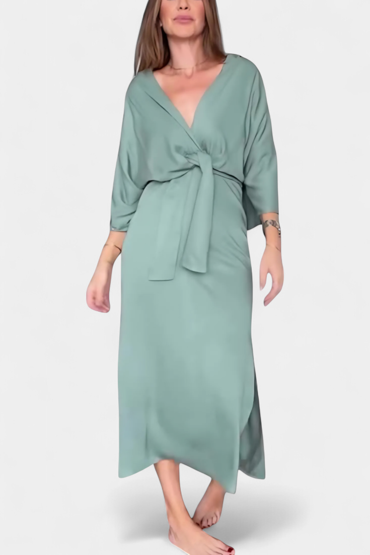 Ainhoa Vestido Casual con Nudo Frontal y Escote en V