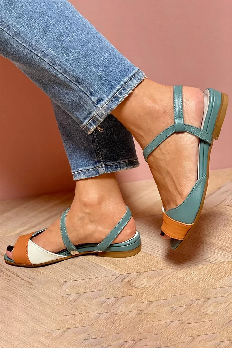 Ginevra™ | Elegantes sandalias tricolor open-toe con tacón bajo