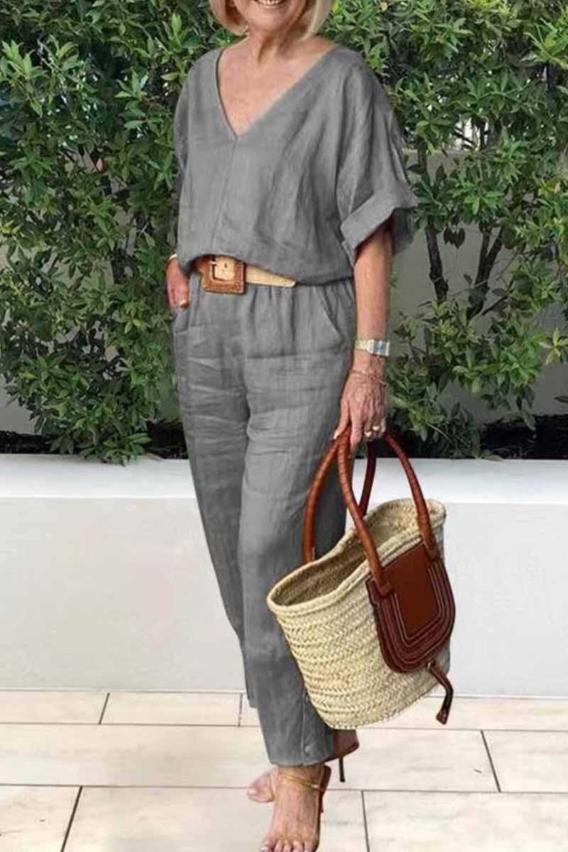 NADIA TRAJE CASUAL Y ELEGANTE CON CUELLO DE PICO