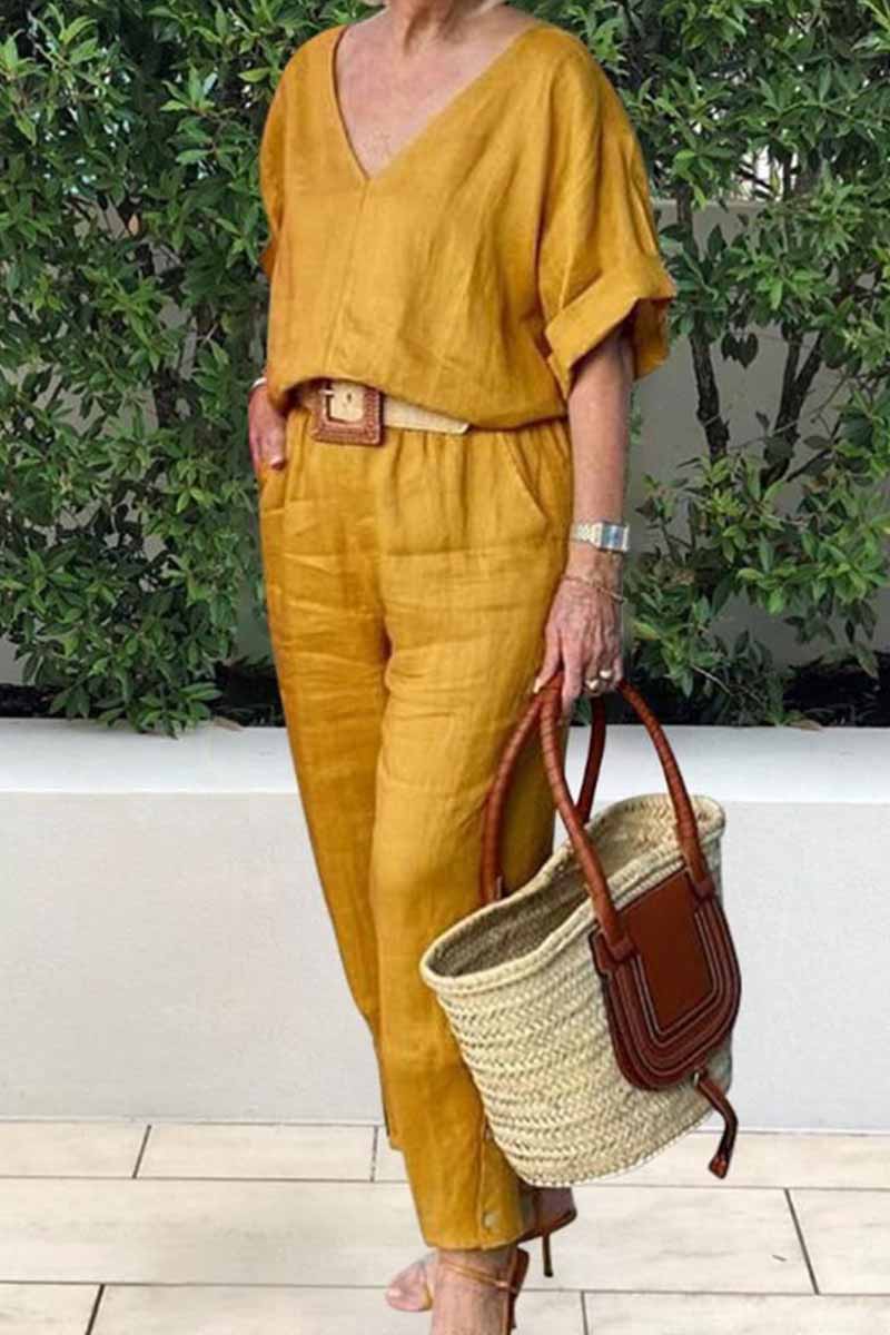 NADIA TRAJE CASUAL Y ELEGANTE CON CUELLO DE PICO