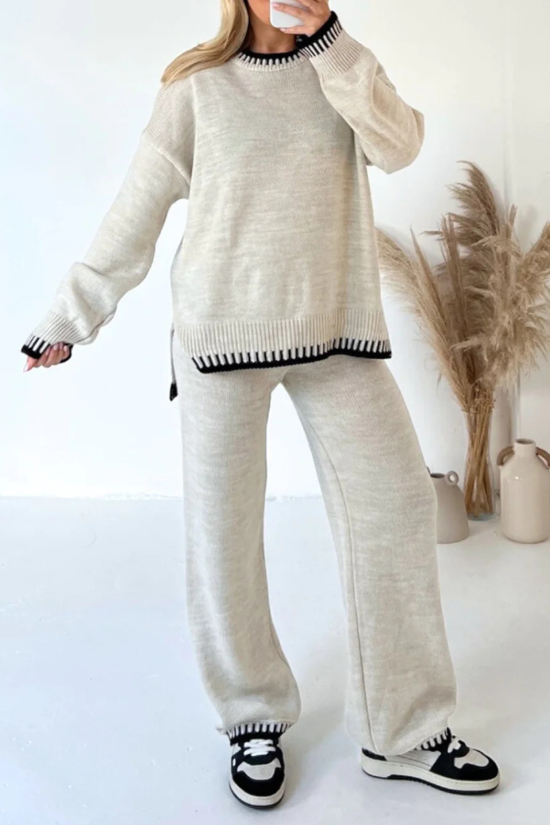 ALMA CONJUNTO DE MANGA LARGA CON CUELLO REDONDO PARA ESTILO INFORMAL