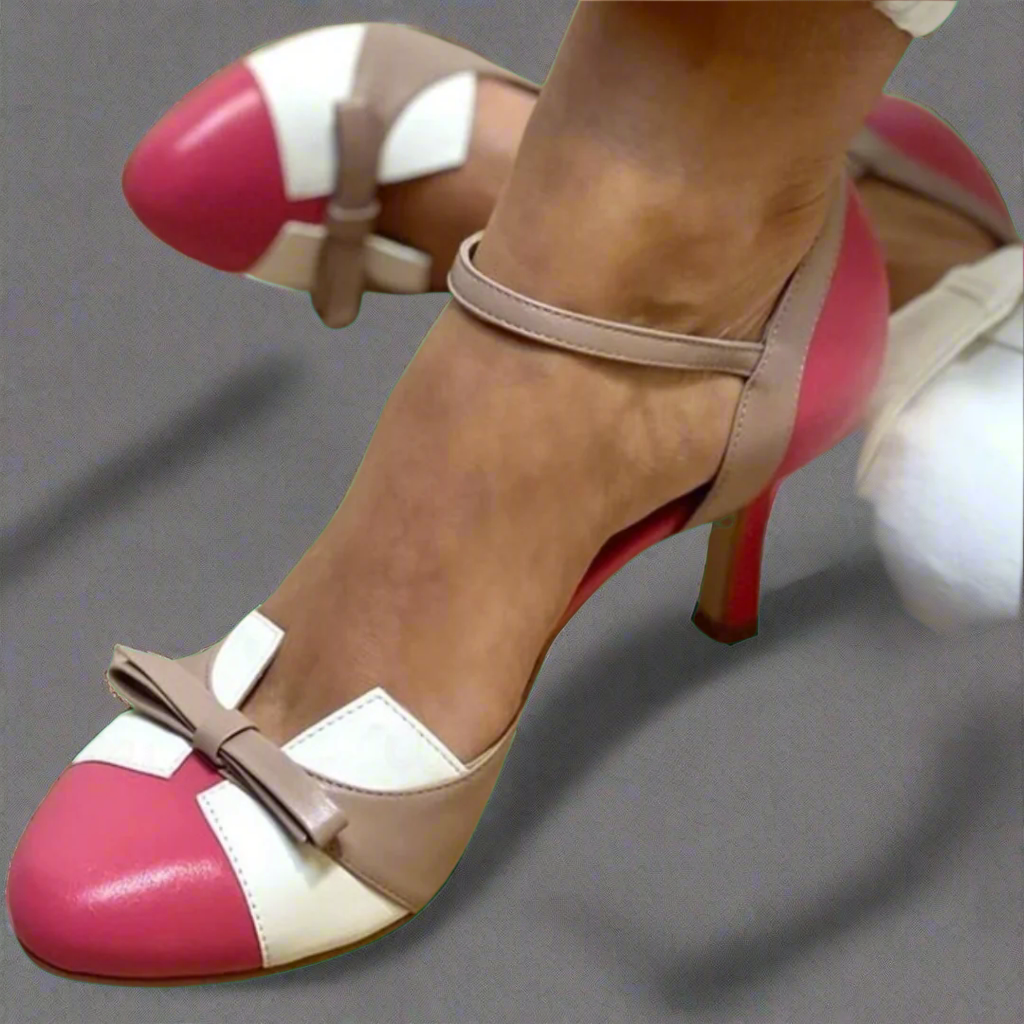 Lucinda™ | Zapatos de salón color block con lazo decorativo