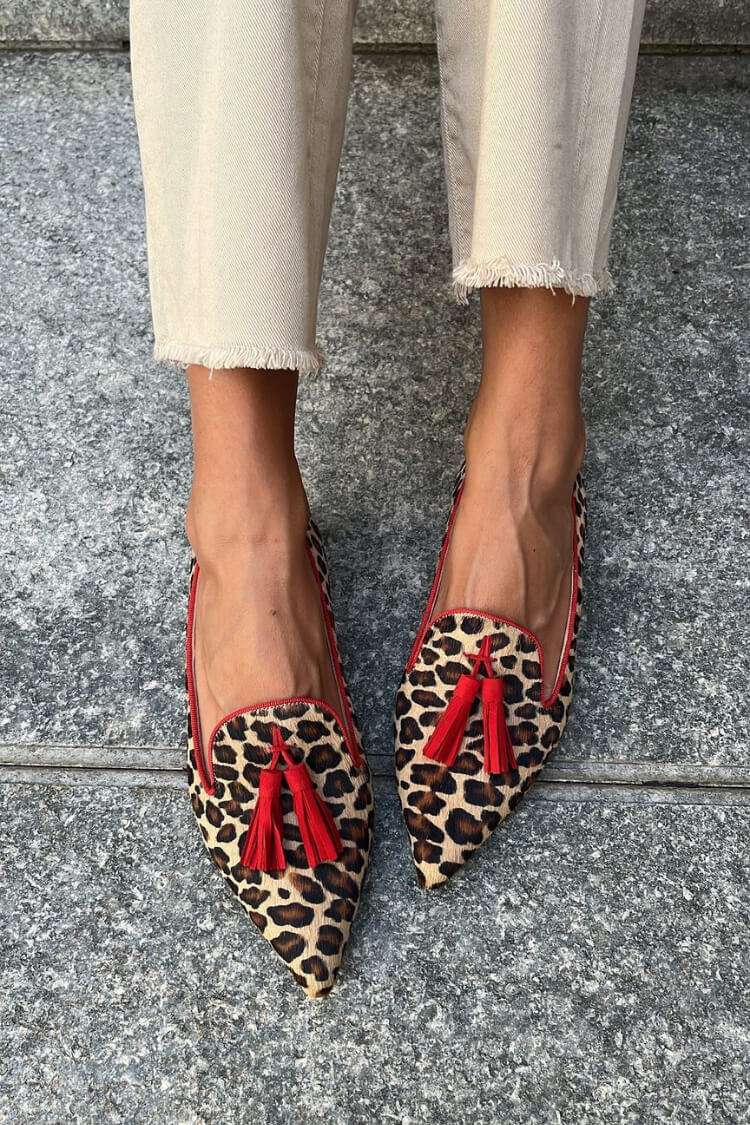 Savina™ | Mocasines elegantes con flecos y estampado animal print