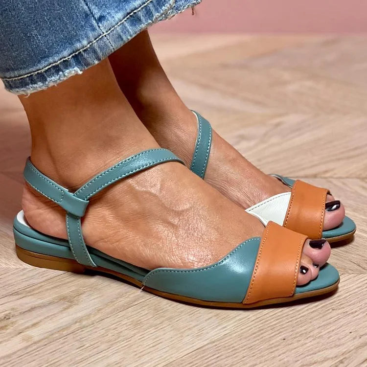 Ginevra™ | Elegantes sandalias tricolor open-toe con tacón bajo