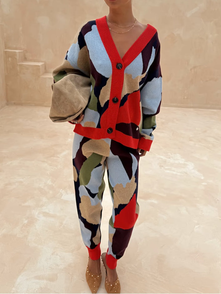 PANTALONES TEJIDOS AJUSTADOS CON PATRÓN GEOMÉTRICO ABSTRACTO
