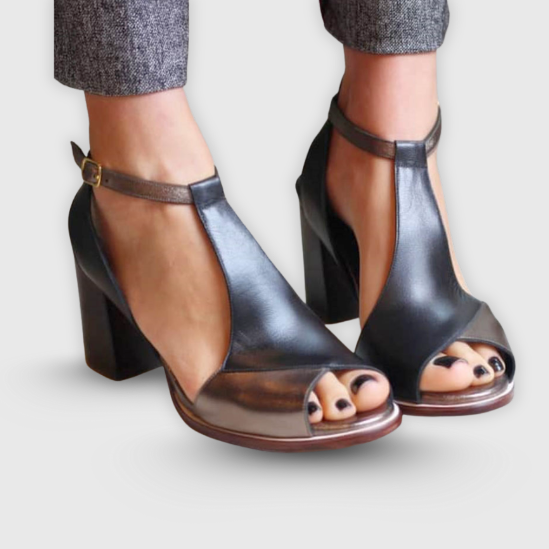 Anais™ | Sandalia con Tacón Bloque y Patchwork