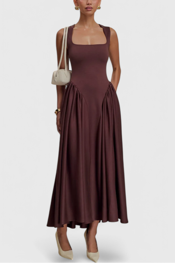 Verona Vestido Midi con Escote Cuadrado