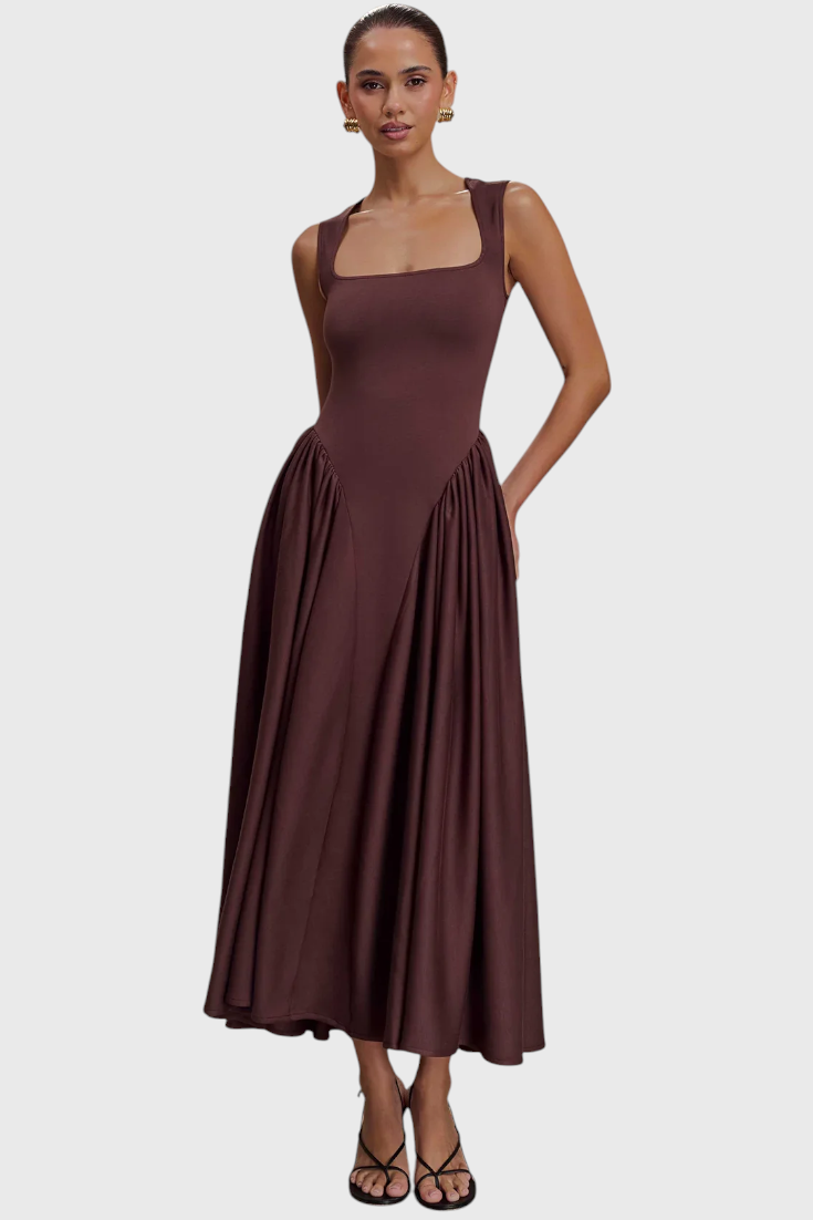 Verona Vestido Midi con Escote Cuadrado