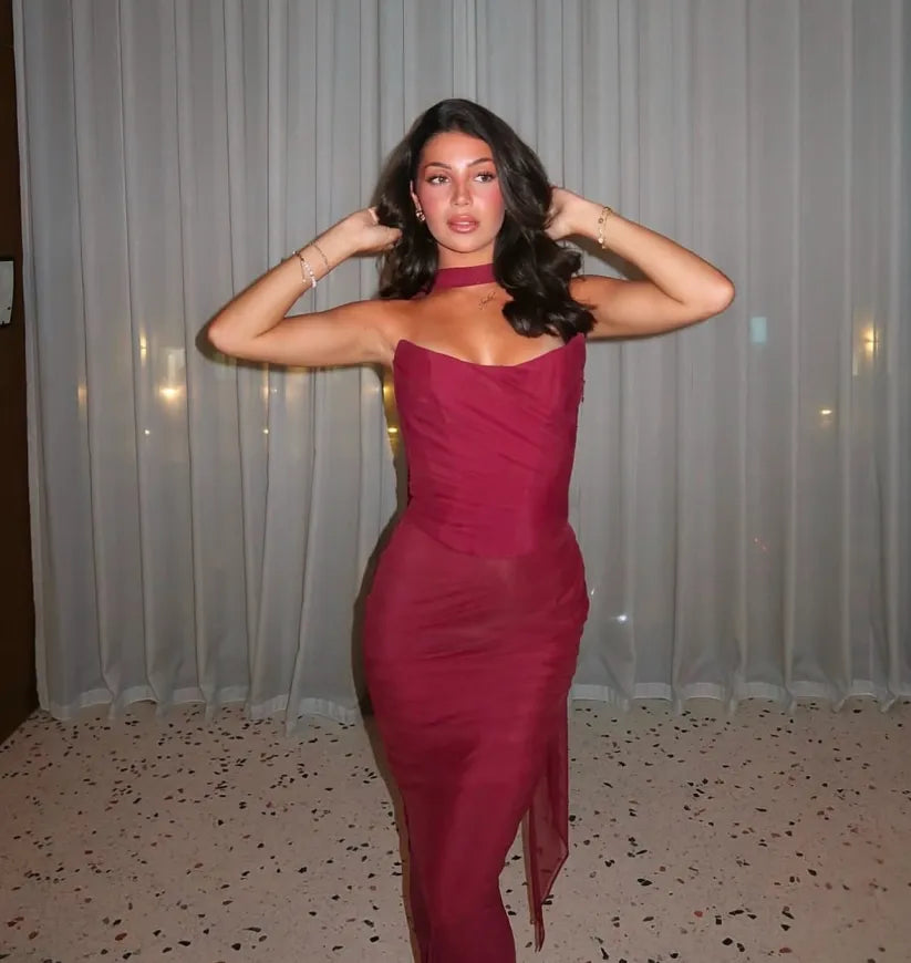 Aniyah | Vestido Maxi Bodycon Sin Tirantes