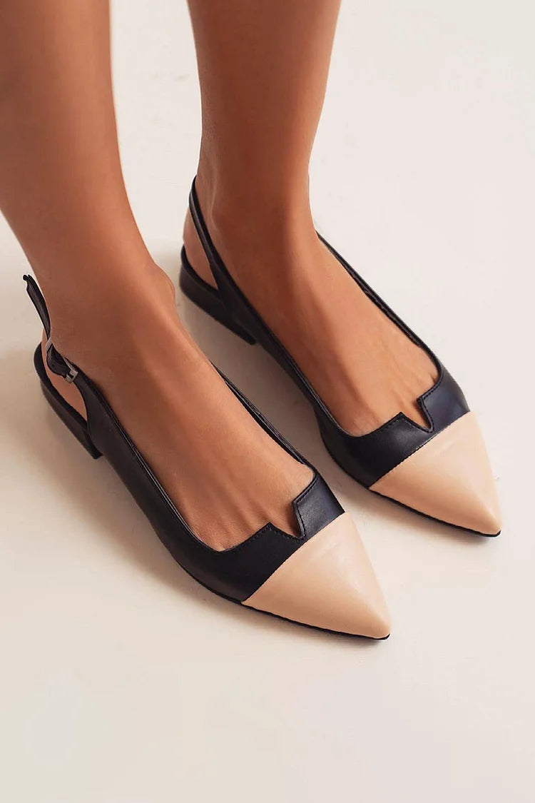 Vittoria™ | Ballerinas elegantes bicolor con puntera definida y correa trasera