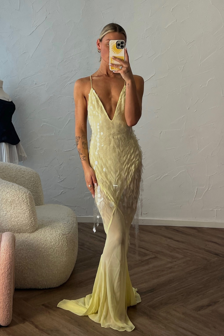 Aaliyah | Vestido Maxi Sin Mangas con Escote en V