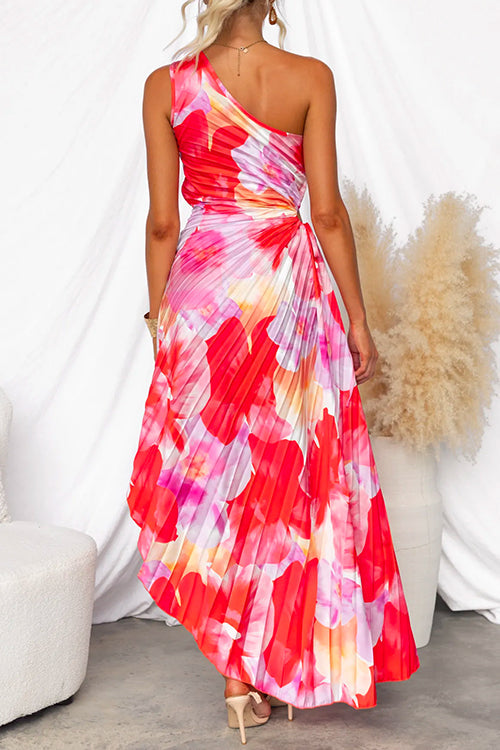 Calantha | Vestido Largo Estampado con Dobladillo Asimétrico