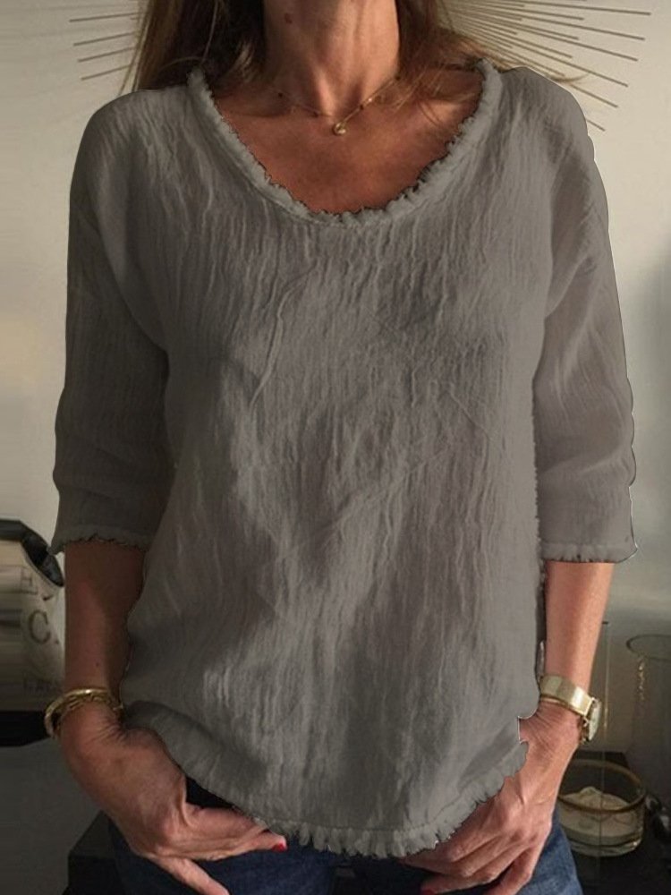 T-shirt casual in lino - Charleigh