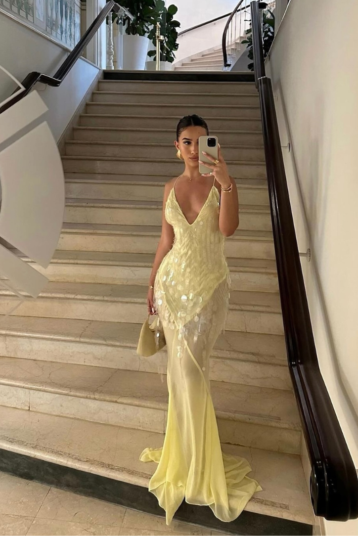 Aaliyah | Vestido Maxi Sin Mangas con Escote en V