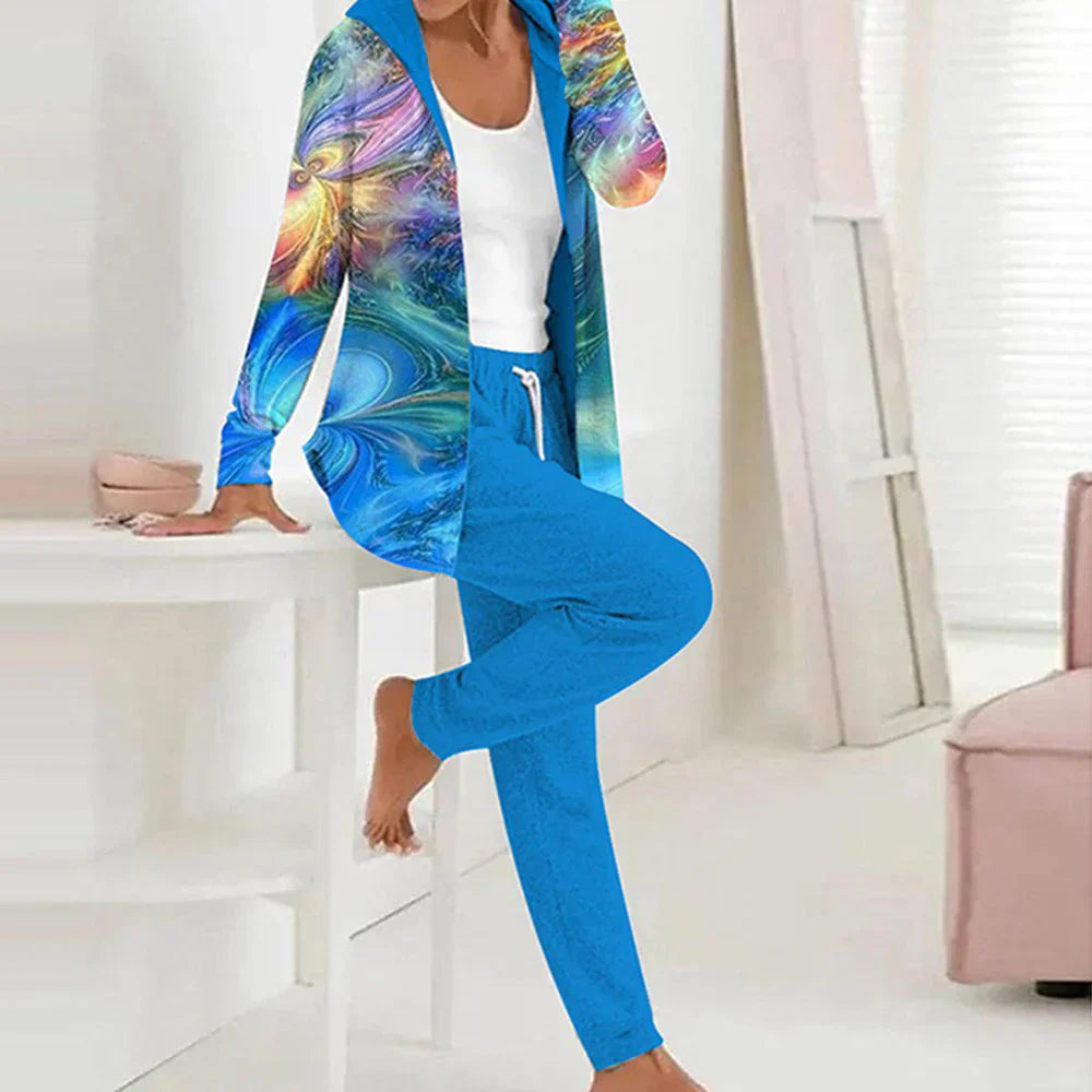 PAULA PRECIOSO CONJUNTO DE DOS PIEZAS CON ESTAMPADO AZUL