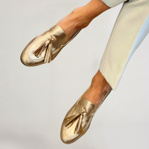 Aurelia™ | Mocasines dorados elegantes de mujer