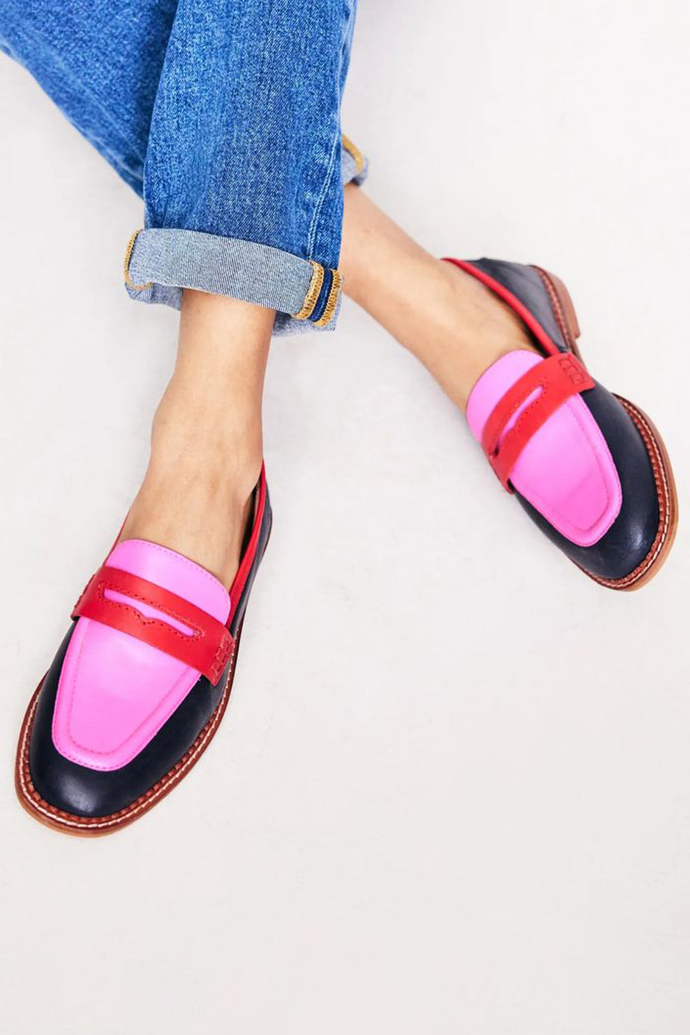 FAIUS™ | MOCASINES NEGROS CON DETALLES DE COLOR