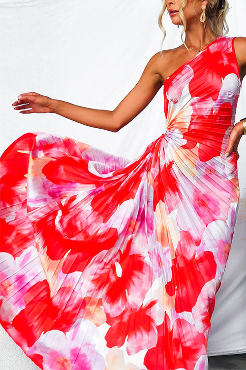 Calantha | Vestido Largo Estampado con Dobladillo Asimétrico