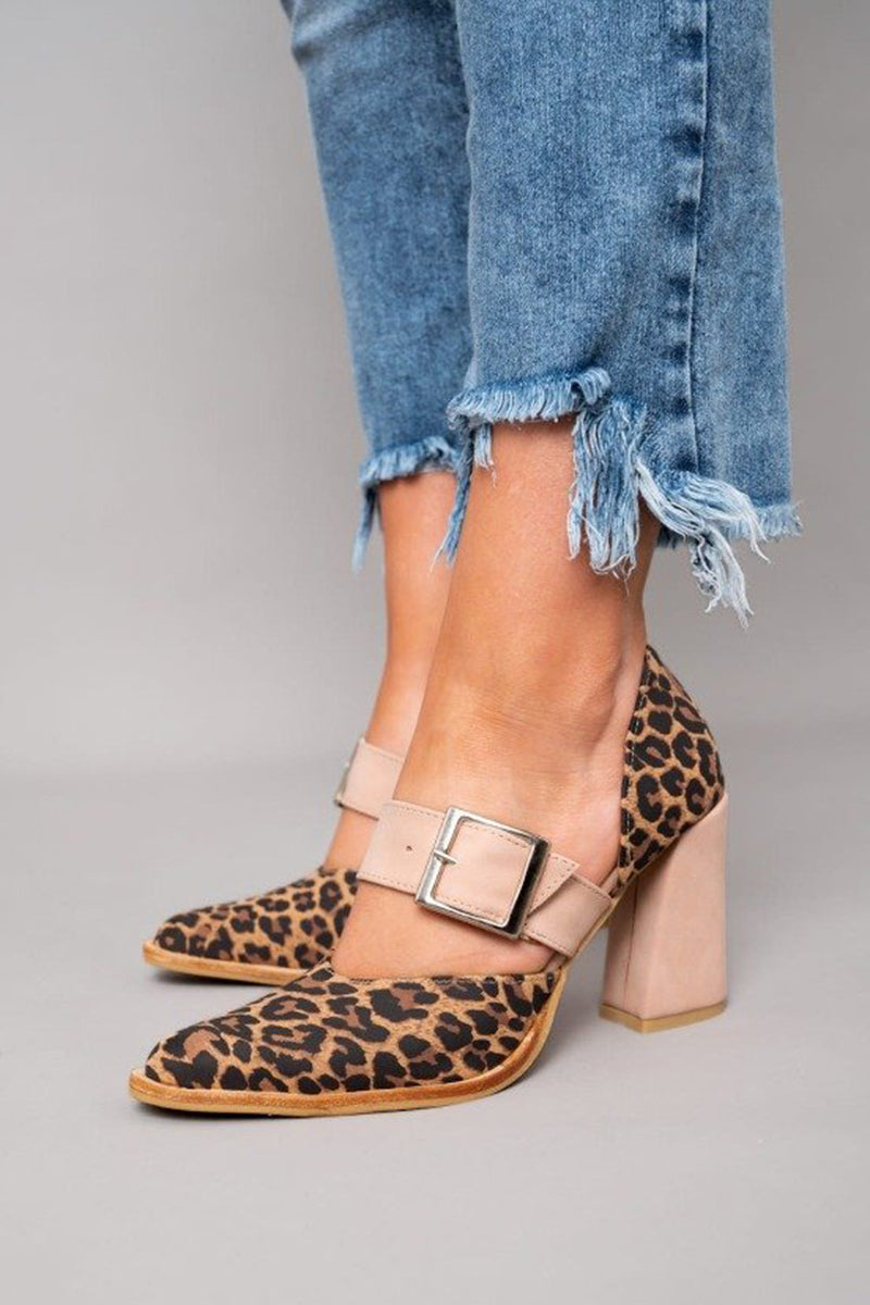 AVANO™ | SANDALIAS DE ANTE CON ESTAMPADO LEOPARDO Y TACÓN ESTABLE
