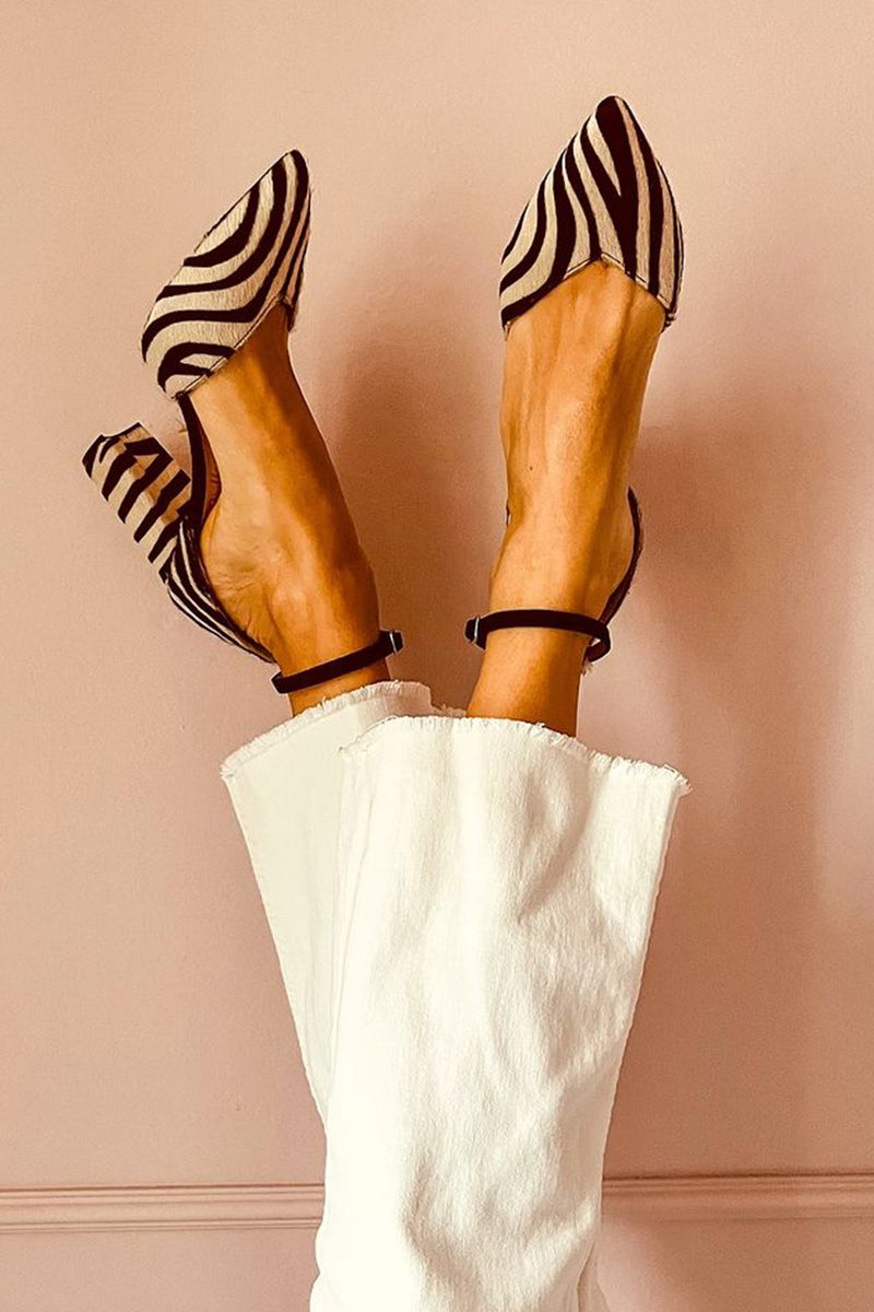 MIRAI™ | SANDALIAS CON TACÓN MEDIO Y CORREA CON ESTAMPADO CEBRA