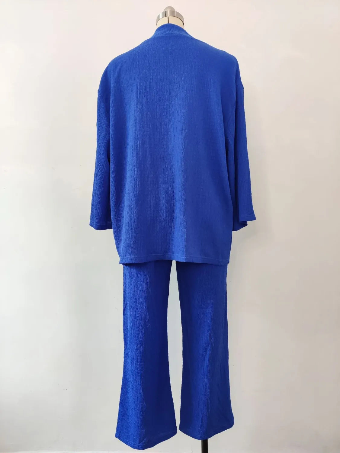 LIA - CONJUNTO 2 PIEZAS MUJER OTOÑO TRAJE SÓLIDO MANGA LARGA TOP SUELTO ABIERTO DELANTERO Y PANTALÓN LARGO PIERNA ANCHA