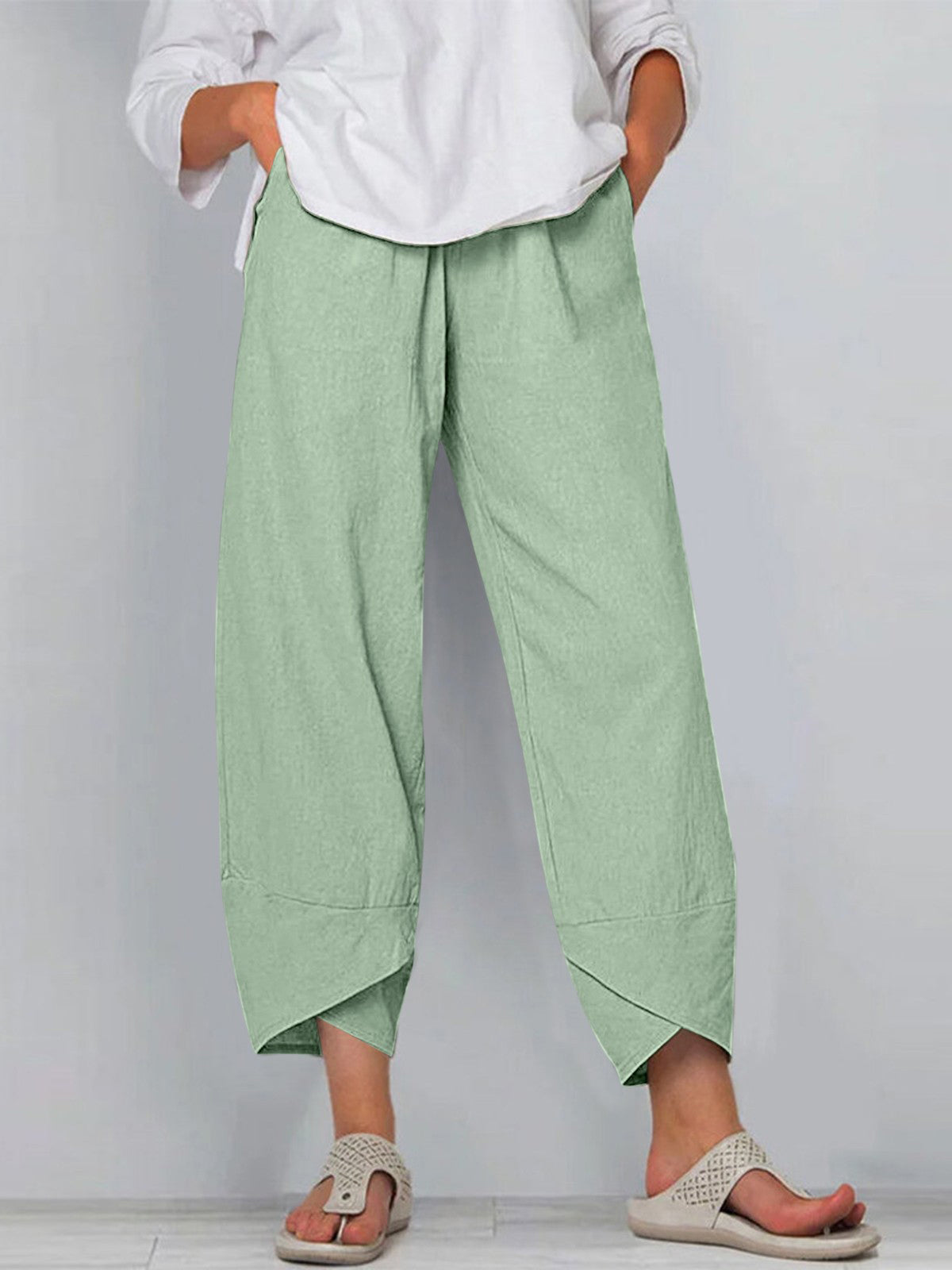 PANTALONES CASUALES NOVENA DE ALGODÓN Y LINO ECOLÓGICOS