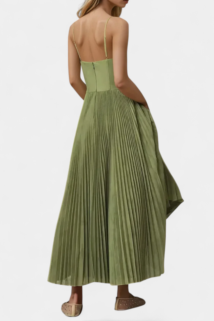 Ottilie Vestido de Chiffon Plisado con Corsé Esculpido y Escote Corazón