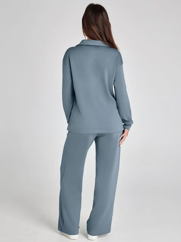 LIA - CONJUNTO INFORMAL DE MANGA LARGA DE 2 PIEZAS MUJER ESTILO RELAJADO