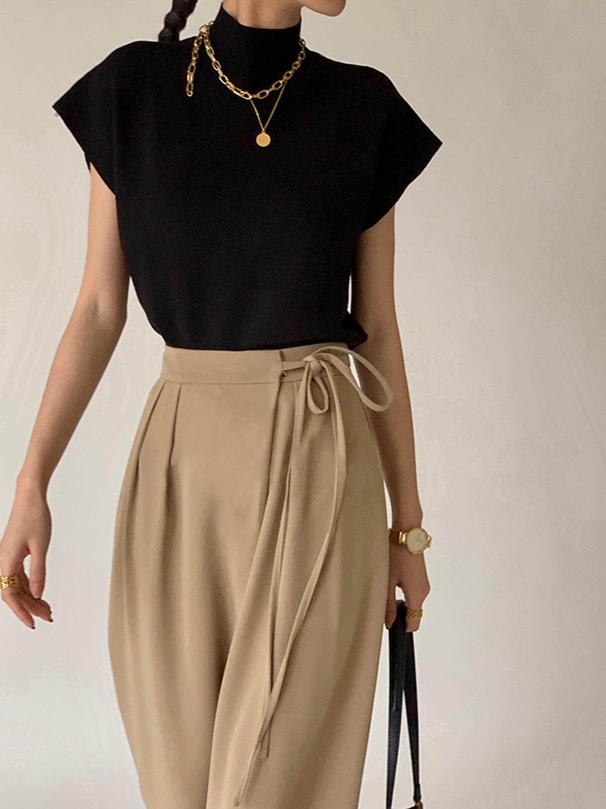 PANTALONES PALAZZO FLUIDOS CON CINTURÓN AJUSTABLE EN LA CINTURA