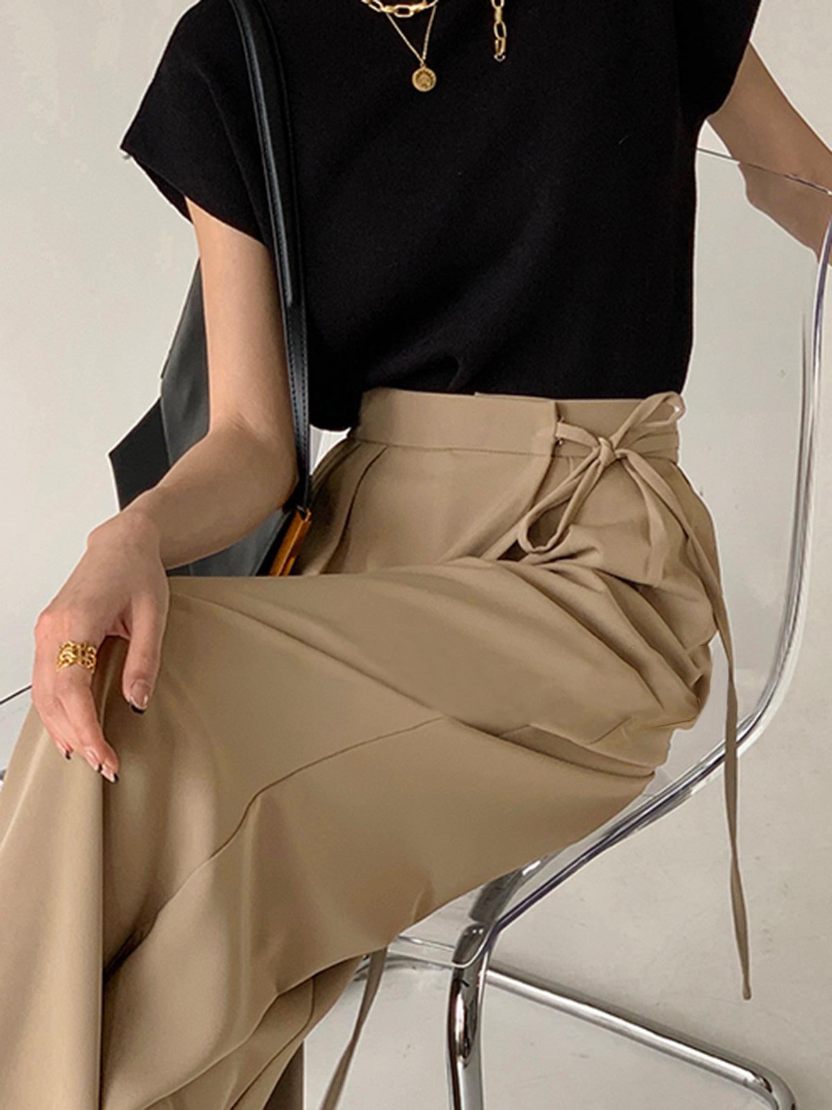 PANTALONES PALAZZO FLUIDOS CON CINTURÓN AJUSTABLE EN LA CINTURA