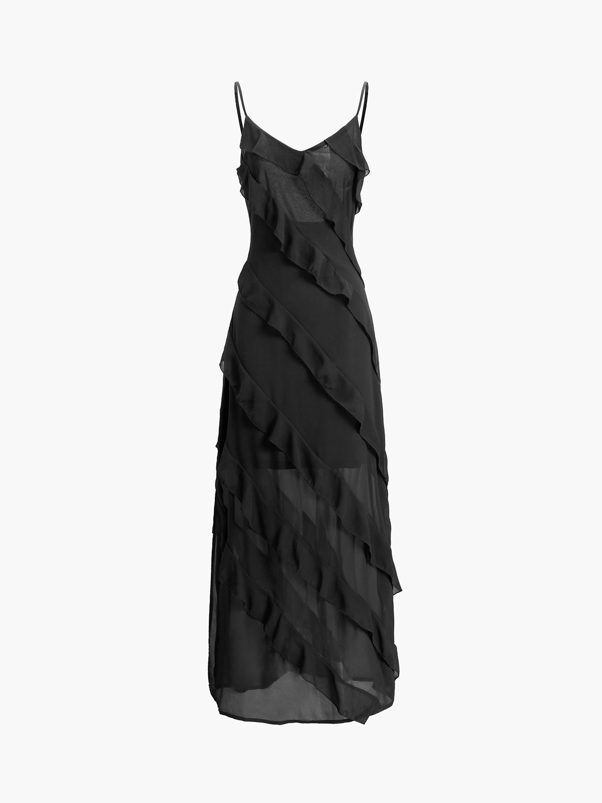 ISADORA  VESTIDO LARGO ELEGANTE CON VOLANTES