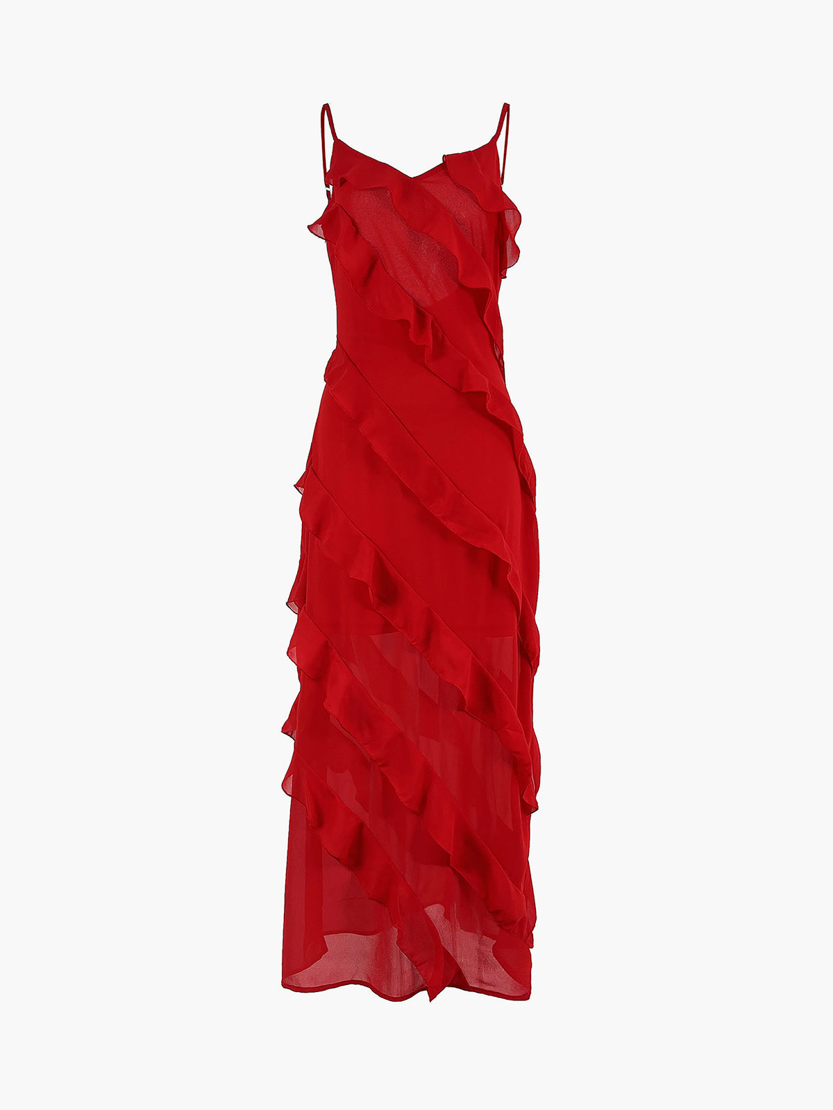 ISADORA  VESTIDO LARGO ELEGANTE CON VOLANTES
