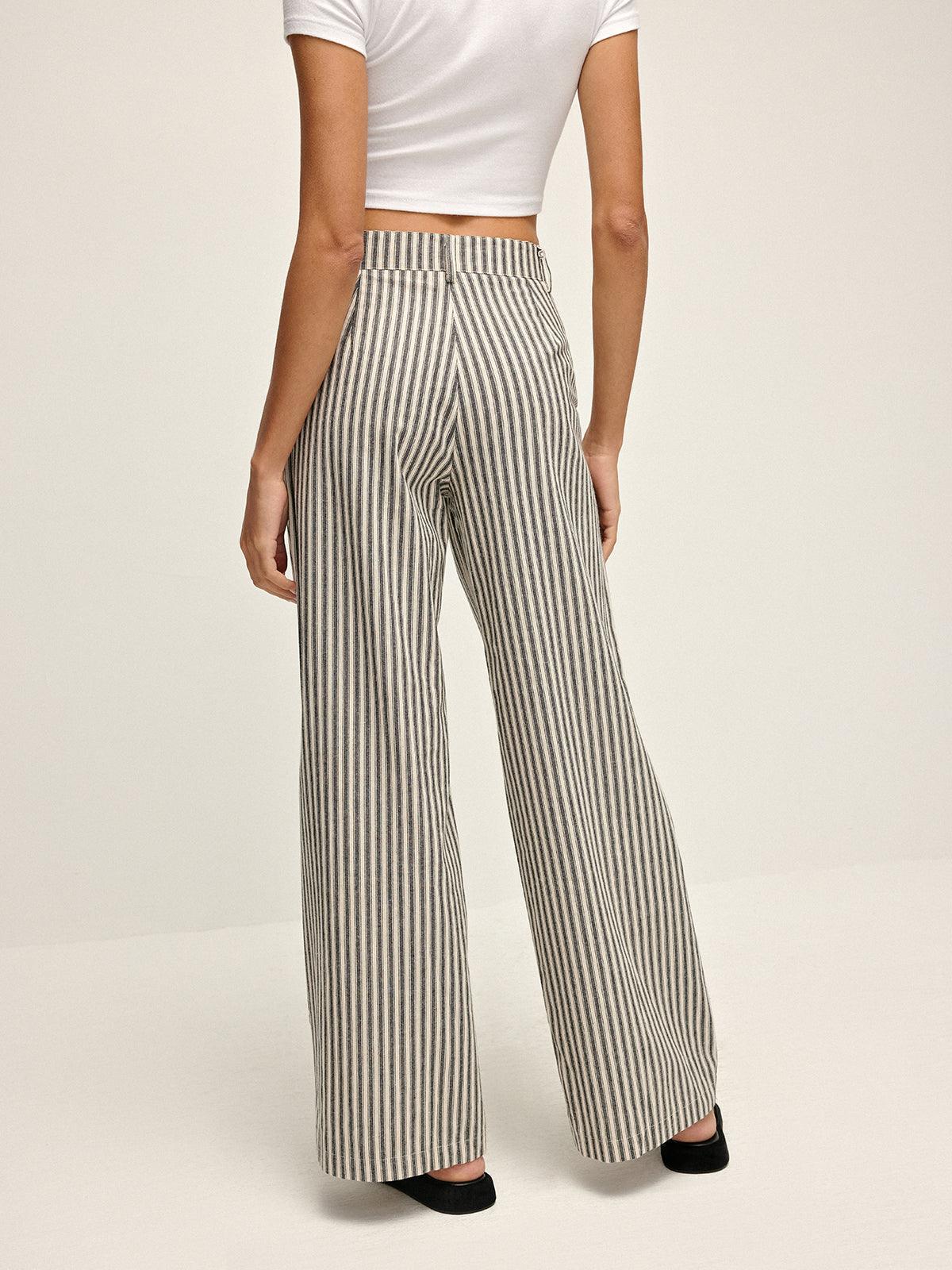 PINSTRIPE – PANTALONES DE TIRO ALTO CON RAYAS PARA MUJER