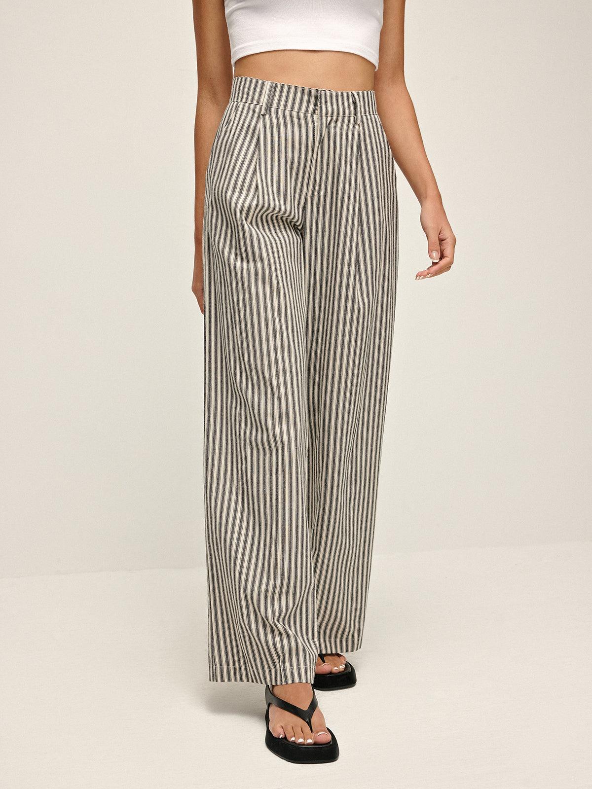 PINSTRIPE – PANTALONES DE TIRO ALTO CON RAYAS PARA MUJER