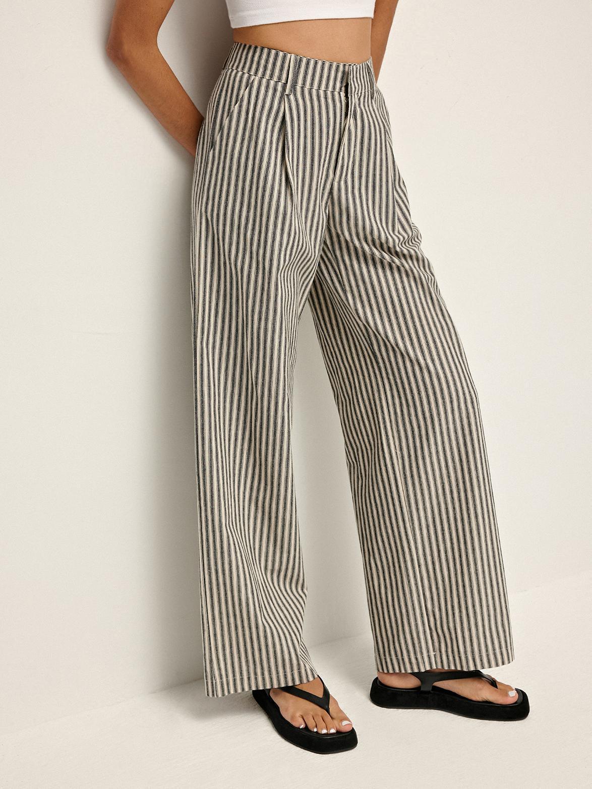 PINSTRIPE – PANTALONES DE TIRO ALTO CON RAYAS PARA MUJER