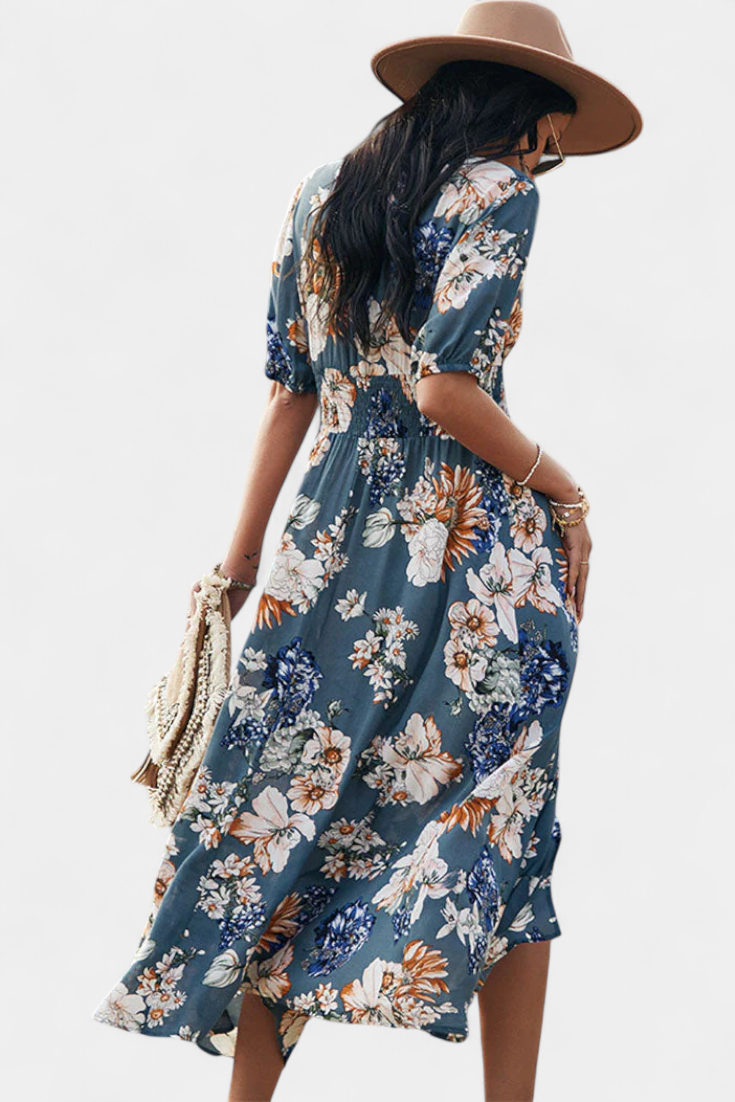 Benoja Vestido de Verano con Estampado Floral y Silueta Definida