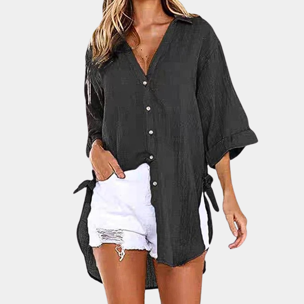 Blusa donna azzurra morbida e comoda stile estivo