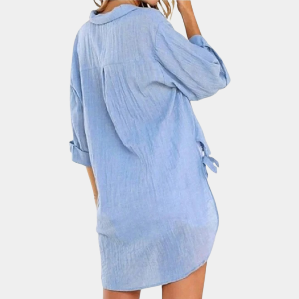 Blusa donna azzurra morbida e comoda stile estivo