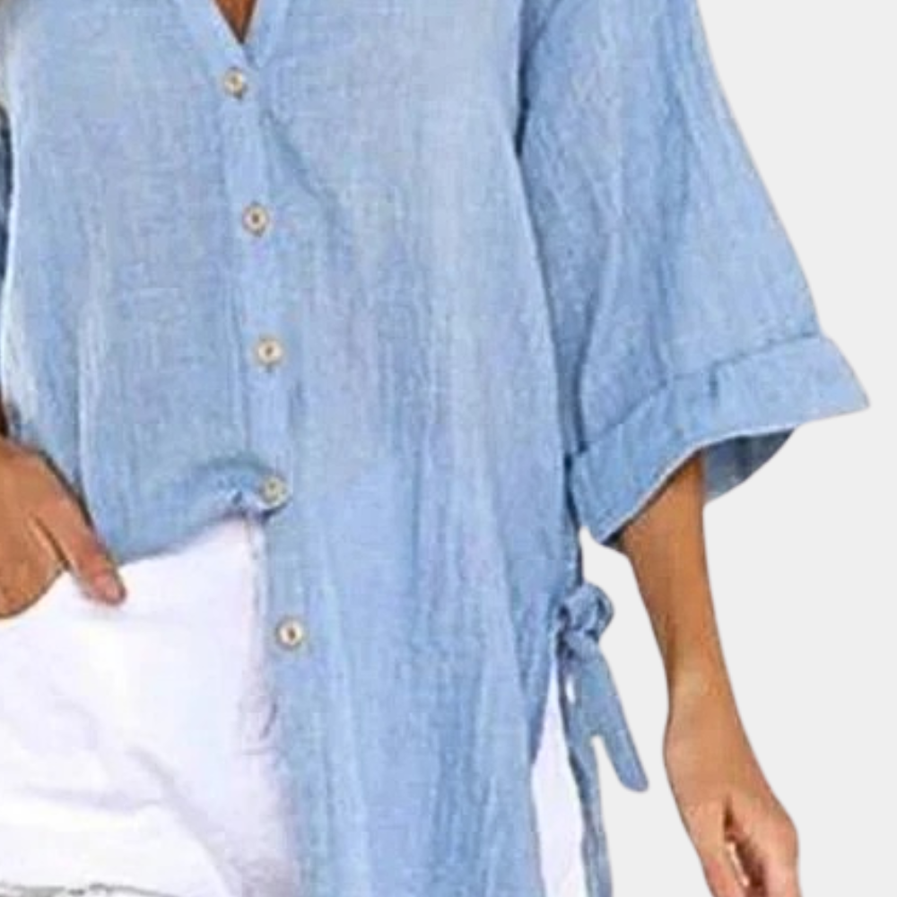 Blusa donna azzurra morbida e comoda stile estivo