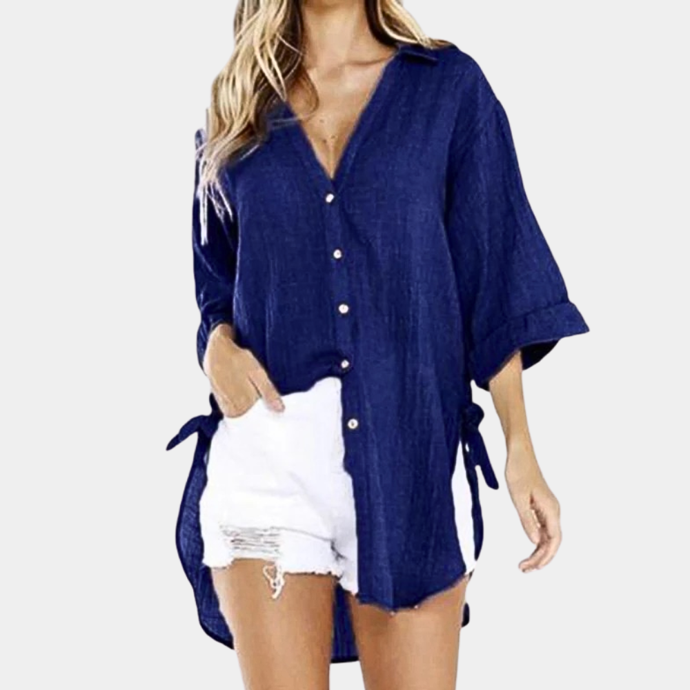 Blusa donna azzurra morbida e comoda stile estivo