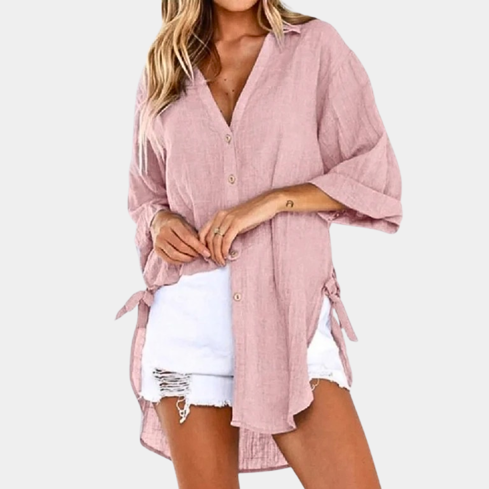Blusa donna azzurra morbida e comoda stile estivo