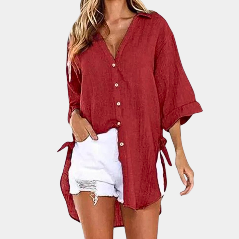 Blusa donna azzurra morbida e comoda stile estivo