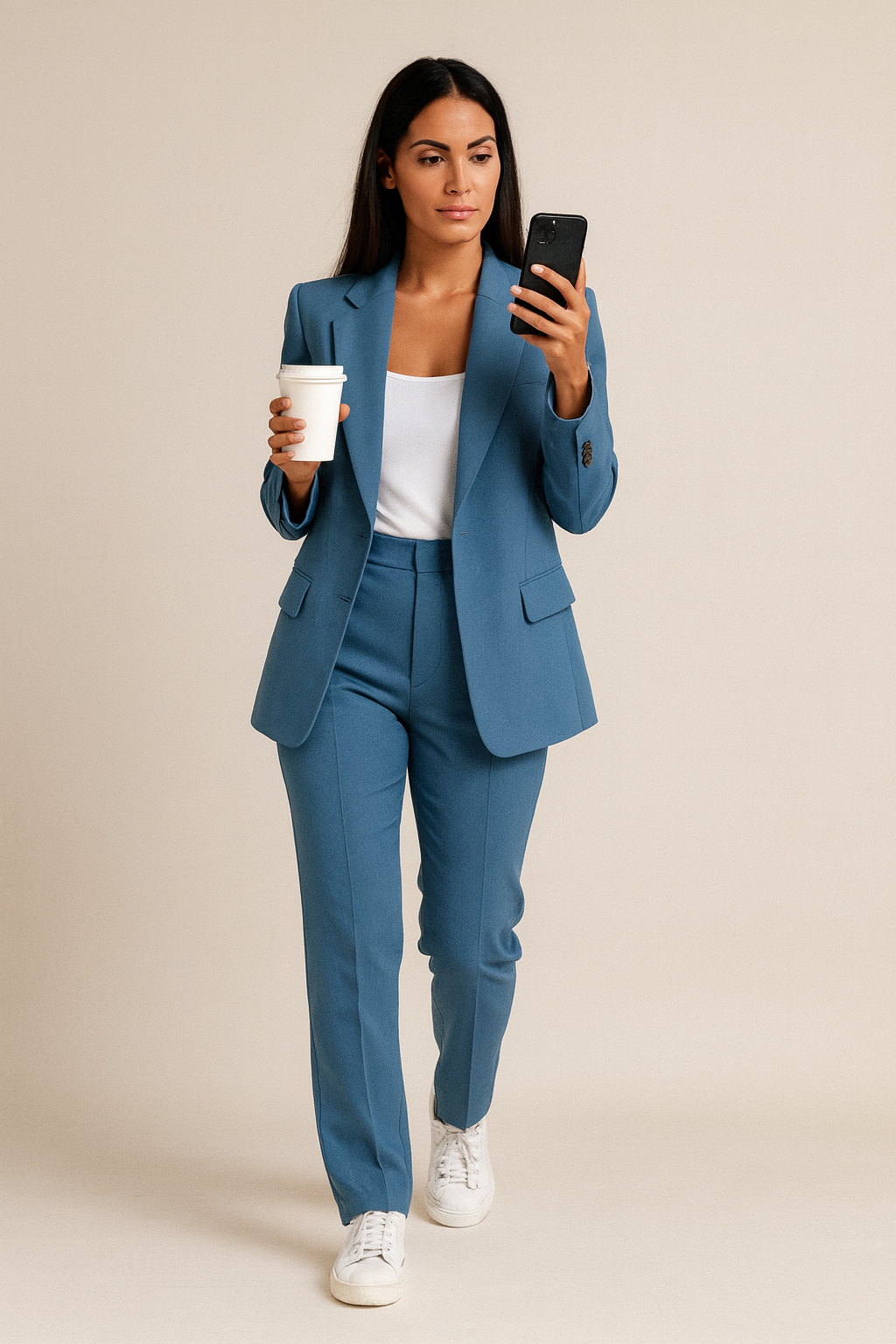 EVA™ | CONJUNTO ELEGANTE DE MUJER CON AMERICANA ESTRUCTURADA Y PANTALÓN AMPLIO